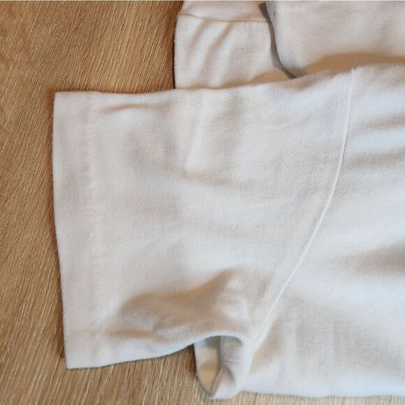 White Cropped 80s Shoulder Pad Soft Baby Tee Short Sleeved Eighties Graphics - Picture 5 of 5